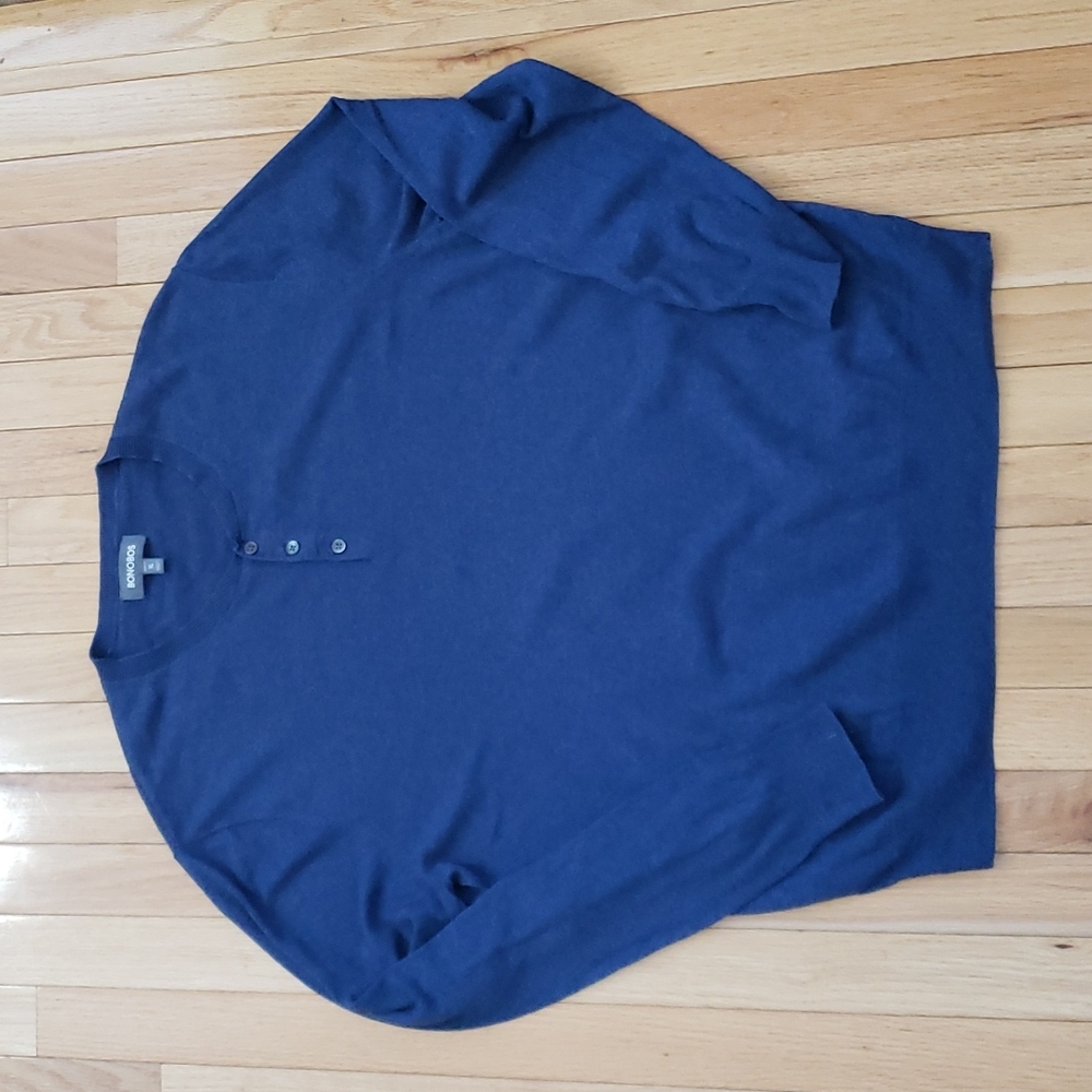 Bonobos Mens Henley Sweater XL Slim Fit Pullover Linen Cotton Preppy Coastal